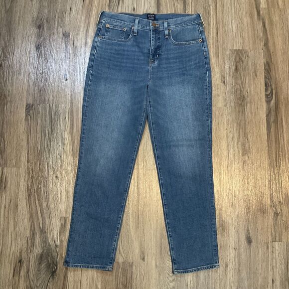 J‎ Crew Relaxed Boyfriend All Day Stretch Jeans Blue Distressed Size 27 - Picture 1 of 8